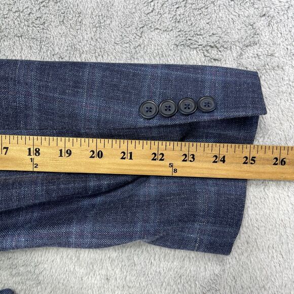 Pronto Uomo Platinum Blazer Jacket Mens 52R Blue Plaid Wool Single Breasted - Picture 14 of 16